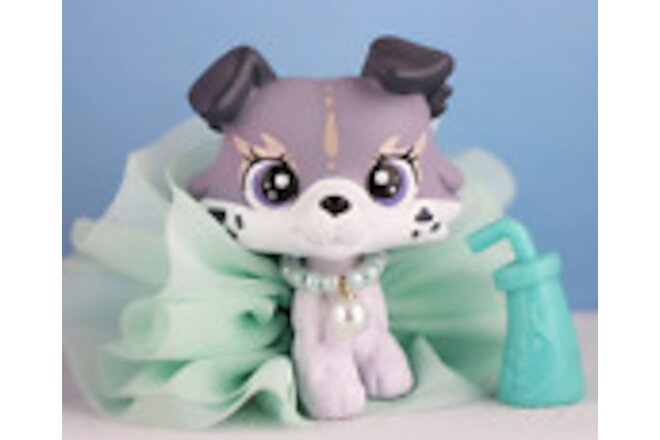 Custom lps Calico Collie,Collectable Collie Pet Purple Heart Eyes Bears Dog RARE