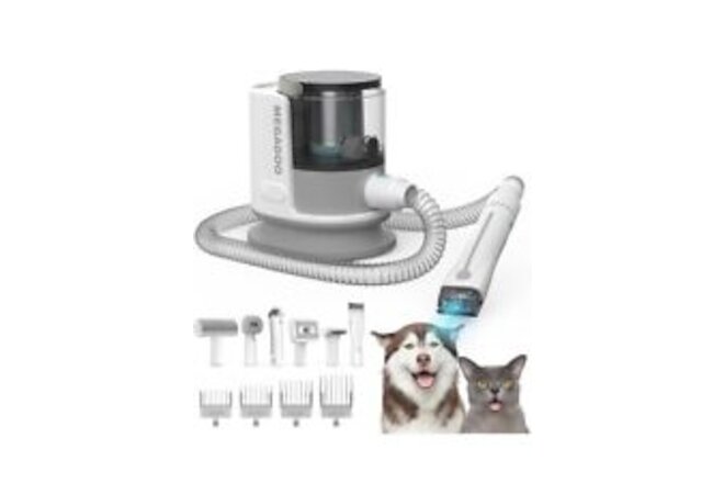 Pet Dog Grooming Kit & Vacuum Suction 99% Pet Hair, MEGADOO Dog Grooming Clipper