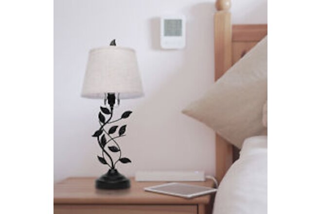 60W Retro E26 Table Lamp Bedside Lamp Desk Lamp & Double USB for Bedroom