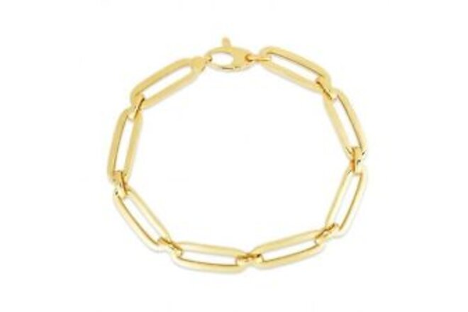14k Yellow Gold 7 1/2 inch Bombay Paperclip Chain Bracelet