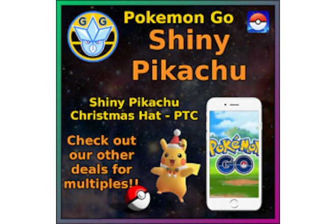 Shiny Pikachu - Christmas Outfit - Pokémon GO - Pokemon Mini P T C - 50-100k!