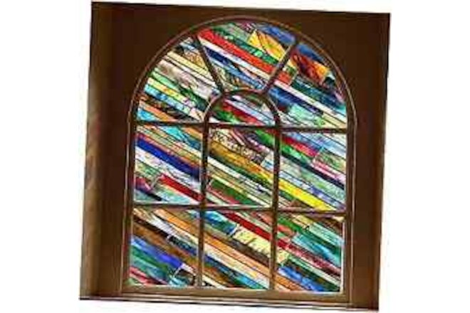 Stained Glass Window Film:3D Decorative Window Privacy Film, 17.5*39.4 Rainbow