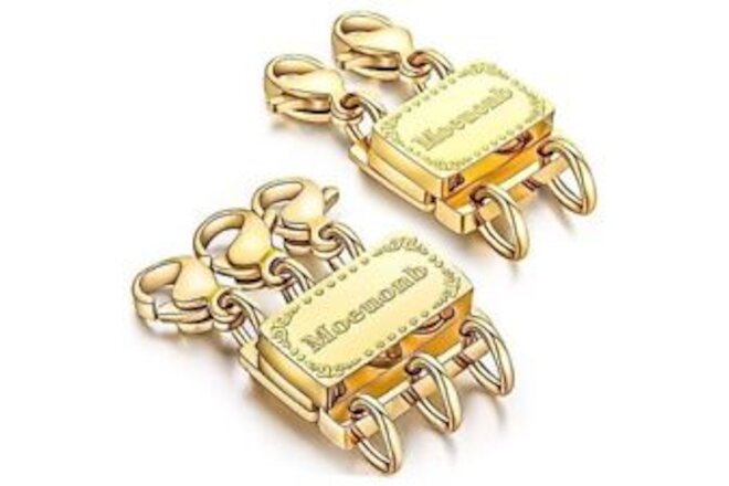 2 Sets Necklace Layering Clasps 14K Gold and Silver Magnetic 3 Gold + 2 Gold