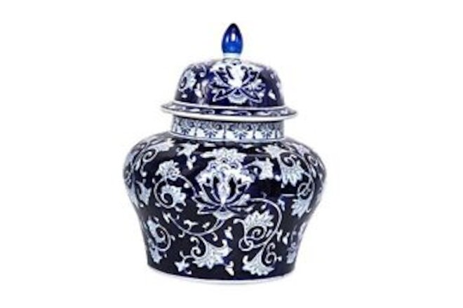 Aline Ancient Chinese Style Decorative Porcelain Ginger Jar with Lid, Antique