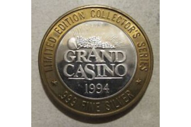 Grand Casino Ten Dollar Silver Gaming Token Free Shipping