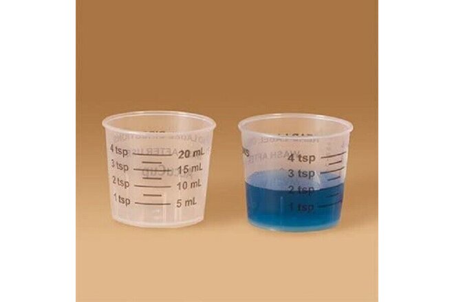 10 ACCUCUP Clear Plastic Dosing Cups dispense medicine tincture silver 20ml USA