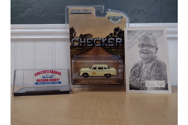 SIGNED AUTOGRAPH 1/64 Dukes Hazzard General Lee Miss Tisdale Nedra Volz Taxicab
