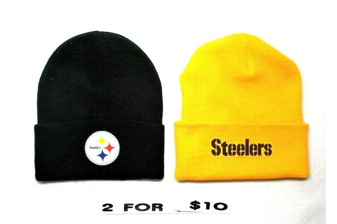 2 FOR $9.95! Pittsburgh Steelers flat Appliques on 2 Beanie cap hat! SEE DETAILS