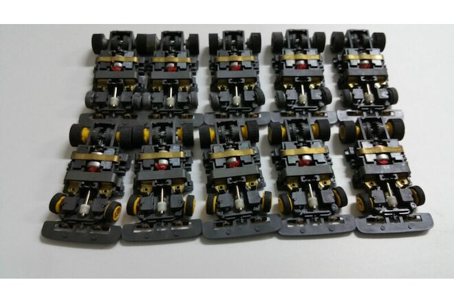 TYCO TCR CHASSIS WIDE LOT OF 10 COMPLETE GREY AND YELLOW BRAND NEW.FIRE SALE!