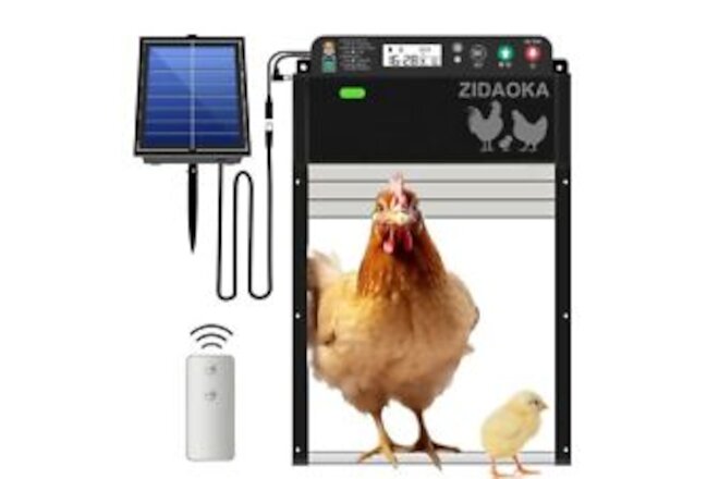 Solar Automatic Chicken Coop Door Auto Roll Up Chicken Doors Opener LCD Scree...
