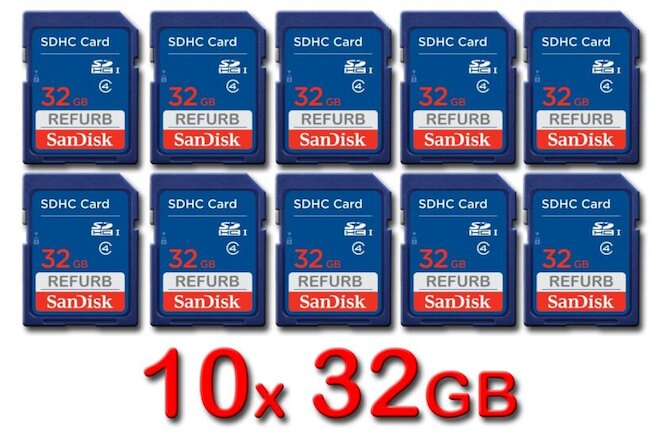 LOT 10x SanDisk SD 32GB Class 4 SDHC Card SDSDB-032G-B35 memory card 32 GB 10 x