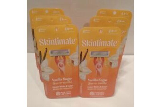 (6) Schick Skintimate Vanilla Sugar Scented 4 Blade Disposable Razors 4 pack