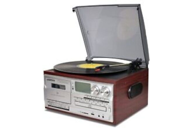 The Any Music Format Stereo. 6 In 1 Bluetooth Record Player Built In Speakers