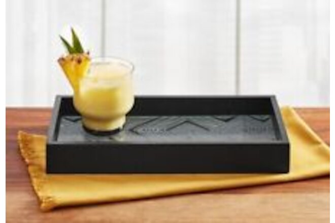 Akwaaba Inns For Hotel Collection Small Wood And Glass Tray 12" X 6"