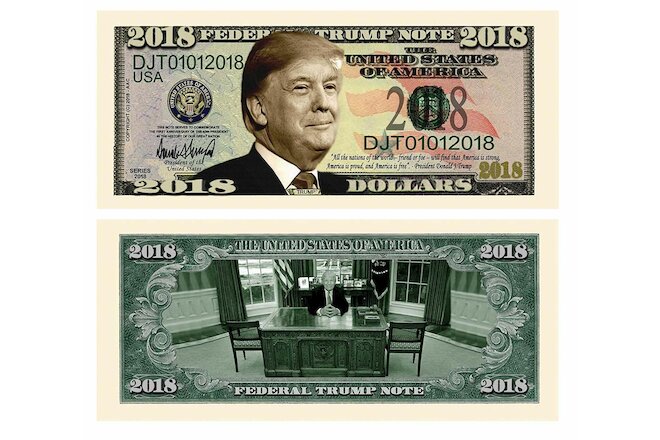 Pack of 50 Donald Trump 2018 Presidential Collectible Dollar Bills Novelty