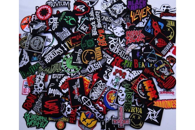 Random Lot of 30 Rock Band Patches Iron on Music Punk Roll Heavy Metal Sew