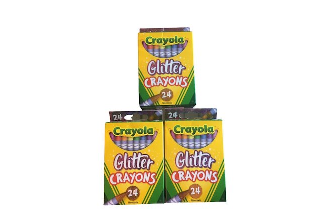 Lot of 3 Crayola GLITTER Crayons -Total 72 Crayons