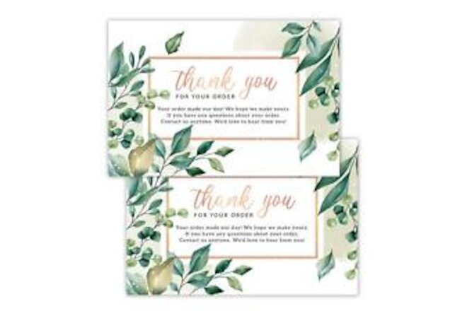 50 PCS Thank You for Your Order Cards - Customer Thank You Cards-Green Leaves...