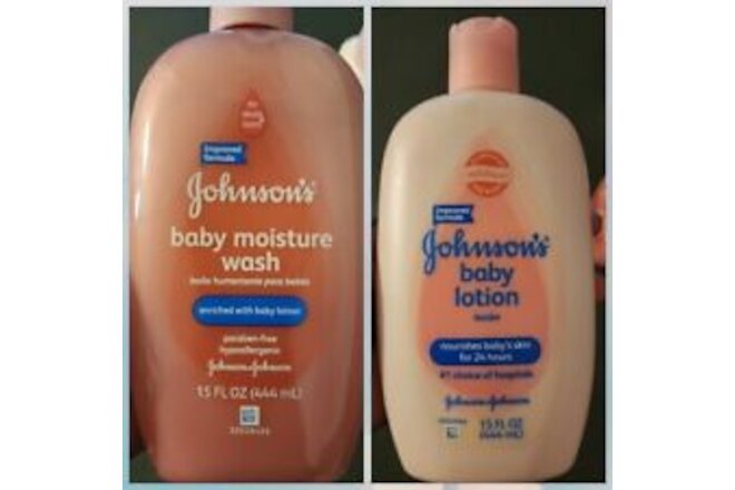 Johnson's Baby Lotion & Moisture Wash Lot Of 2 New