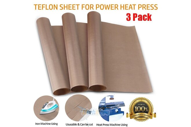 3 Pack PTFE Sheet for Heat Press Transfer Non Stick 16" x 24" Craft Mats Brown