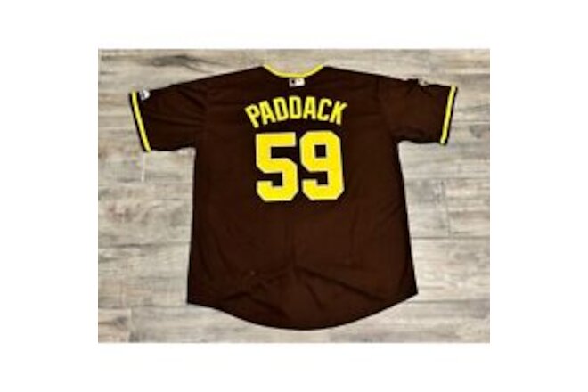 Chris Paddack #59 San Diego Padres Majestic Cool Base Brown Jersey Sz XL