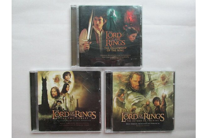 3 CDs The Lord of the Rings Trilogy CD Soundtracks - Fellowship, Towers, Return