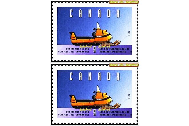2x CANADA 1993 SKI DOO SNOWMOBILE BOMBARDIER MINT FV FACE 10 CENT MNH STAMP LOT