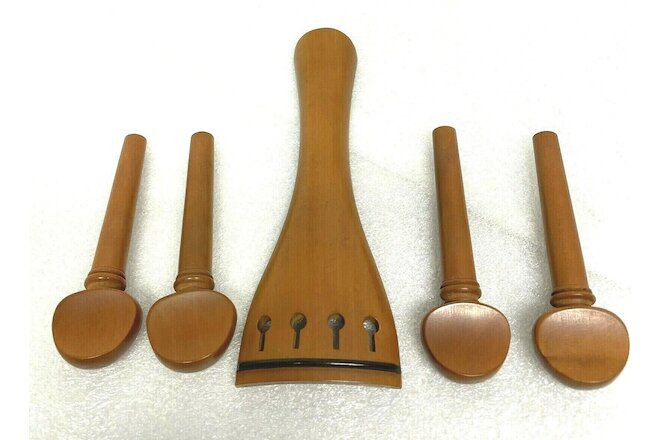 Set Of 4 Boxwood Pegs 1 Boxwood Chinrest 4/4 Violins Musical Graded  Violin Wood