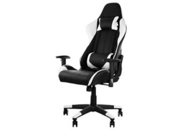 GameFitz Pleather Gaming Chair in Black and White Trim