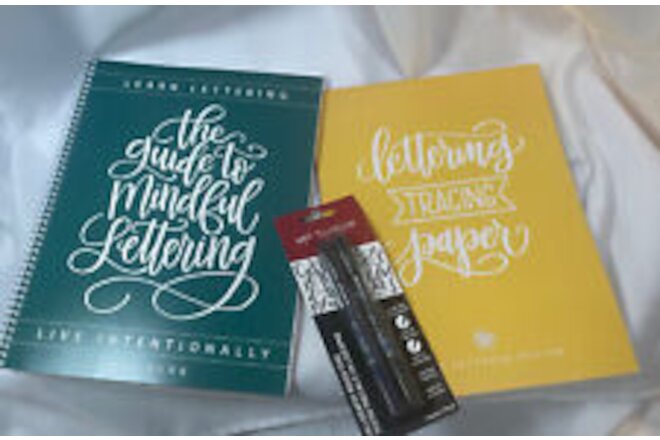 Mindful Lettering Guide-Lisa Funk,3 Items-2 Callig Pens, Letter Tracing Paper