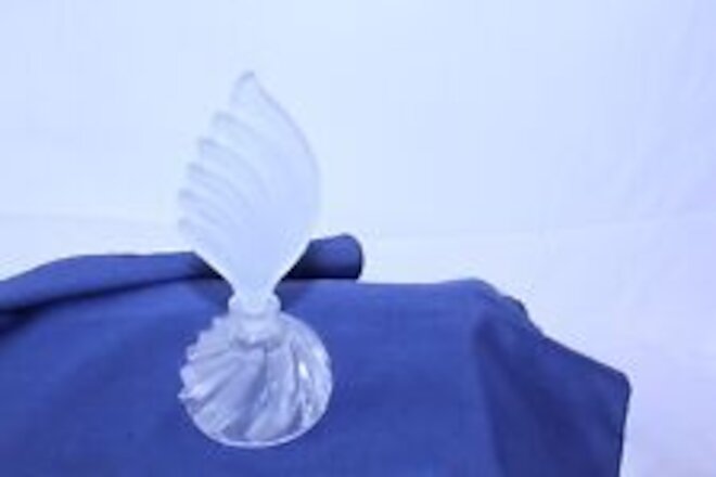 Empty Perfume Bottle Feather Design Frosted Vanity Collectible Vintage