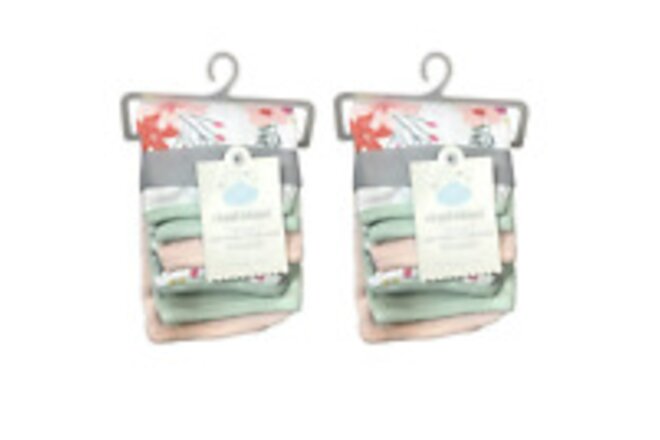 Lot Of 2 Cloud Island Baby Girls' 6pk Floral Meadow Washcloth Set (12 CT Total)