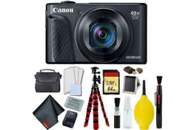 Canon PowerShot SX740 HS Digital Camera (Black) Complete Bundle (Intl Model) Mod