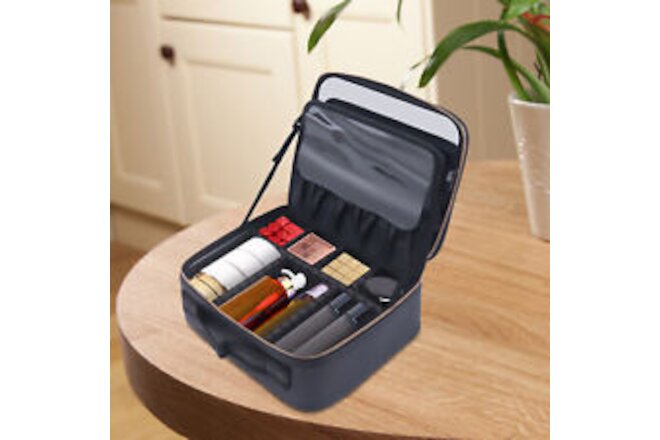 Makeup Train Case with Mirror Makeup Bag Travel Cosmetic Organizer Soft Case New