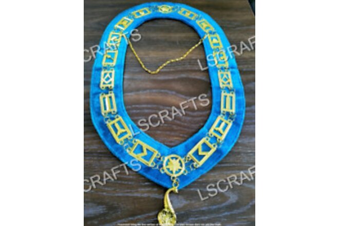 Masonic Master Masons Blue Lodge Gold Collar Chain +Senior Steward Jewel