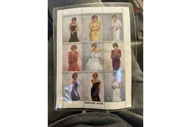 Princess Diana Royal Gowns Plate Block Of 9 Stamps W Authenticity Cert from Togo
