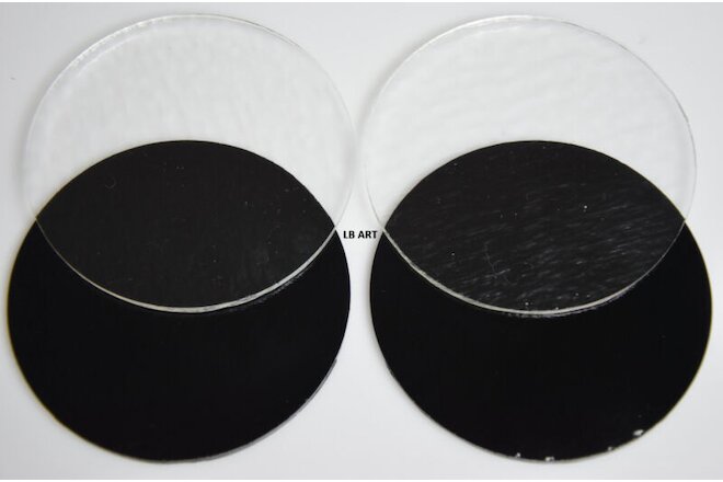 3" CIRCLES 2 CLEAR & 2 BLACK BULLSEYE 3mm THICK GLASS 90 COE TESTED COMPATIBLE