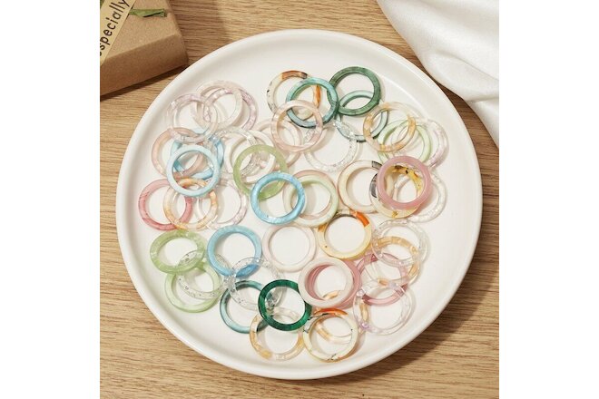 10pcs Colorful Rings Set Resin Acrylic Knuckle Ring Midi Finger Womens Jewelry