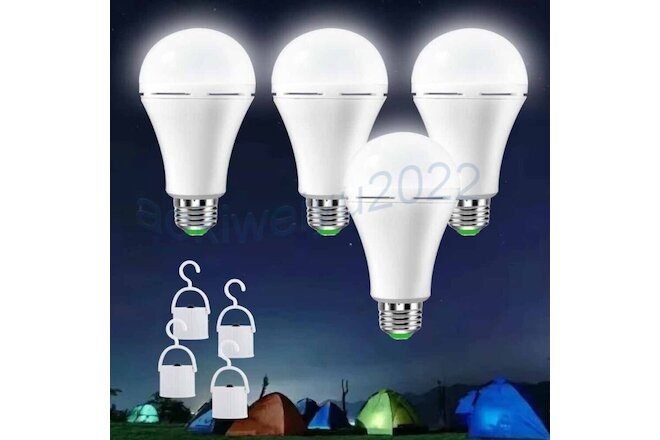 4Pcs LED Rechargeable Emergency Light Bulb 60W Equivalent 1200mAh Battery Backup