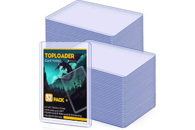 32 Ct 35PT Toploaders 3"x4" Card Sleeves Baseball Card Protector For Trading