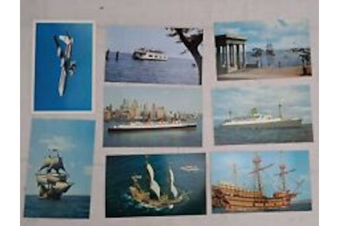 Lot of Postcards Ships Boats Airplanes TWA Queen Mary Mayflower 2