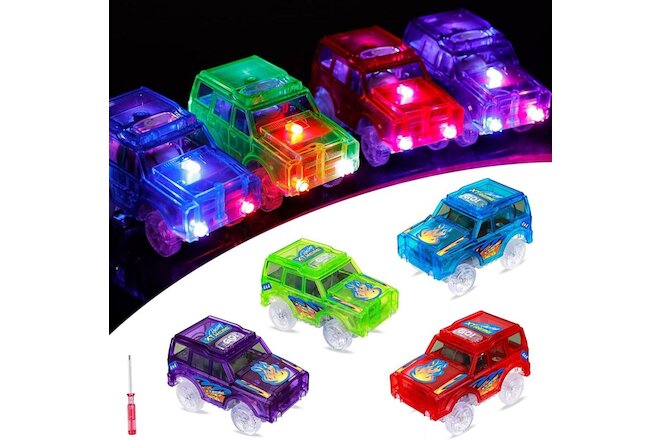 4PCS Cars for Magic-Tracks Glow in the Dark Amazing Racetrack Light Up Car Race