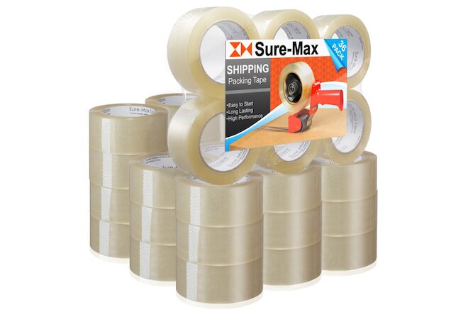 36 Rolls Carton Sealing Clear Packing Shipping Tape - 2 mil 2" x 110 Yards
