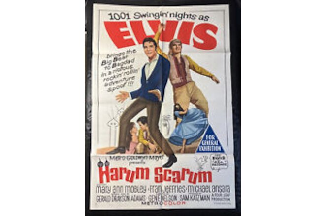 Harum Scarum Elvis 1965 Original One Sheet Australian Movie Poster Folded 27x41