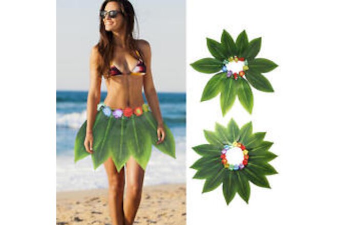 Leaf Skirt Hawaiian Green Leaf Grass Skirt Soft Cloth Elastic Leaf Skirt