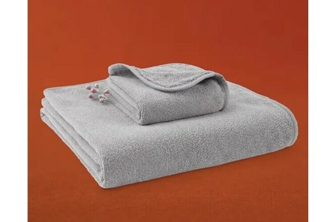 2 PC Norwex Ultra-Plush Towel Set  Graphite Bath & Hand Towel Baclock microfiber