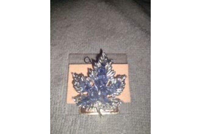 Vintage Artistic Canadian Blue Stone Leaf Pin Brooch