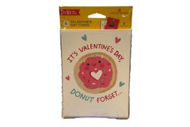 American Greetings 6 Pack Valentine’s Day Cards & Envelopes Donut Forget