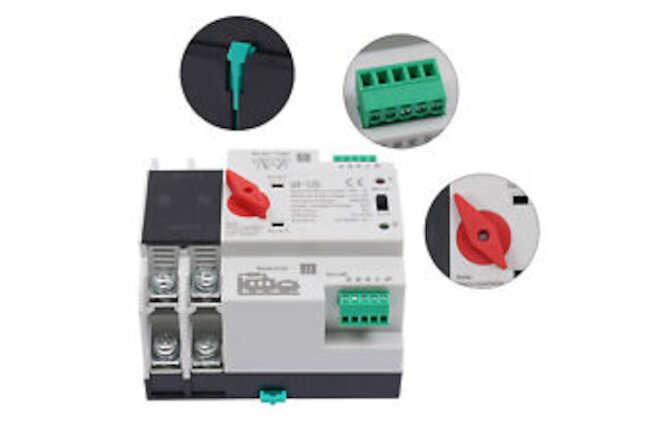 Automatic Transfer Switch 2P 100A Generator Changeover Switch Dual-Power USA