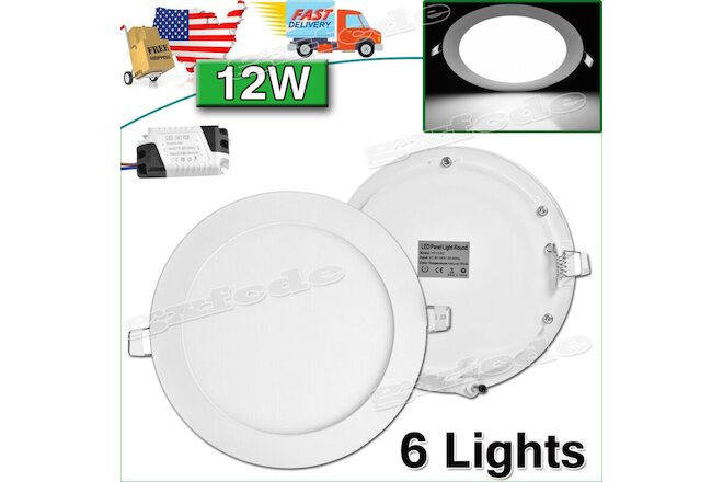 6 Pack 6 Inch LED Ceiling Lights Ultra-Thin Recessed Retrofit Kit 6000K Daylight
